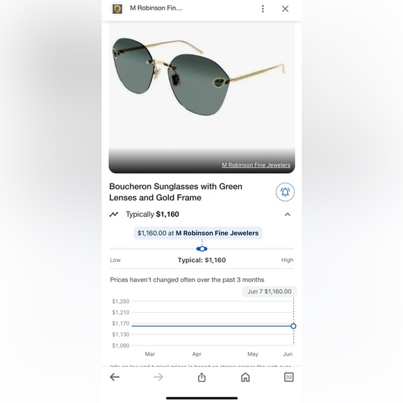 🏆Boucheron BC0139S 002 62-Gold‼️Size 62-18-135.Limited edition ‼️ - Picture 12 of 15